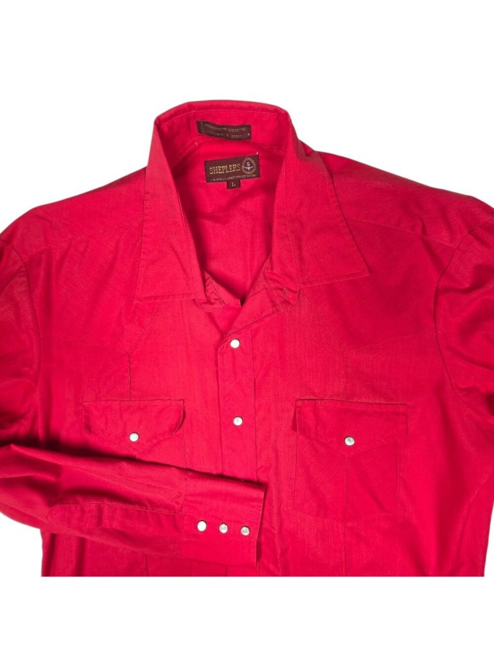 Sheplers Shirt Mens L Red Western Pearl Snap Long Sl Ranch Cowboy Rodeo Vintage